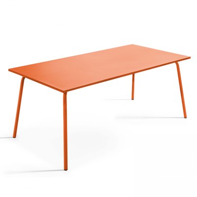 Ensemble table de jardin et 6 fauteuils en métal orange 180 x 90 x 72 cm - 106025 - 3663095037640