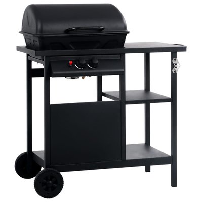 vidaXL Barbecue à gaz avec table latérale à 3 niveaux Noir - 47390 - 8719883751429