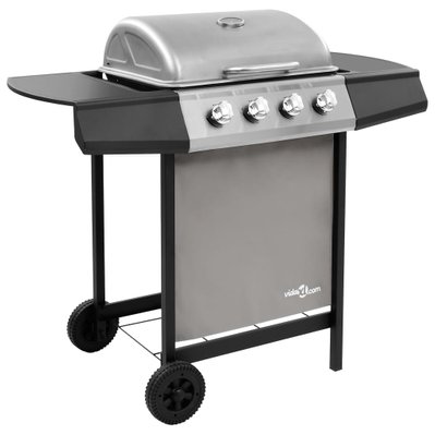 vidaXL Barbecue gril à gaz avec 4 brûleurs Noir et argenté - 48547 - 8719883765686
