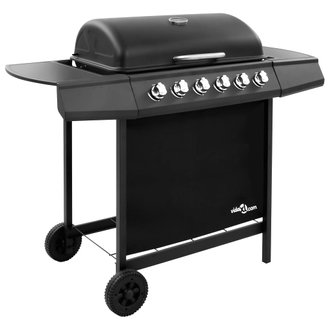 vidaXL Barbecue gril à gaz avec 6 brûleurs Noir