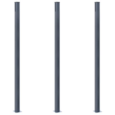 vidaXL Poteaux de clôture 3 pcs Gris foncé 185 cm Aluminium - 148987 - 8720286194836