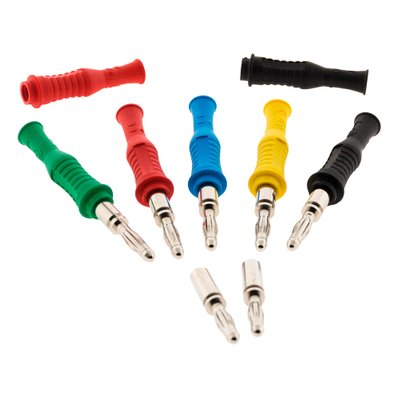 Lot de 7 connecteurs males souples Ø4mm 36A: 2 rouges + 2 noires + 1 Bleu + 1 jaune + 1 vert - Zenitech - 161153 - 3545411611539