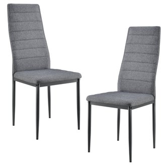 Lot de 2 chaises de salle à manger siège de cuisine rembourré acier et polyester 96 cm gris 03_0002775