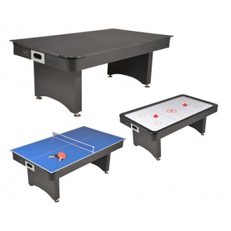Table de Jeux 3 en 1 Air Hockey, Ping Pong et convertible Table dînatoire, Accessoires Inclus - 213 x 122 x 82 cm