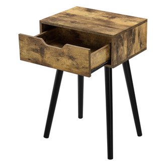 Table basse salon meuble avec tiroir panneau bois revêtu PVC 60 cm bois foncé 03_0006163