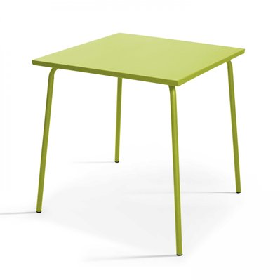 Ensemble table de jardin carrée et 2 fauteuils acier vert 70 x 70 x 72 cm - 104805 - 3663095026255