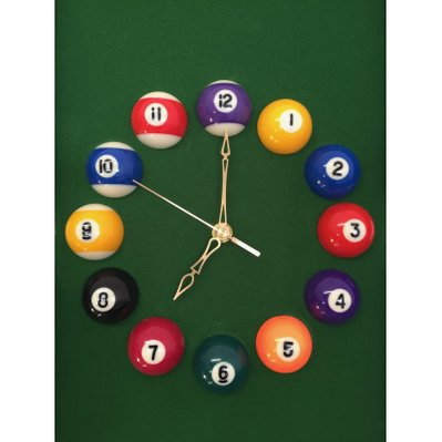 Horloge en forme de table de Billard - Heures boules de billard - BCLOCK001 - 3700994527824