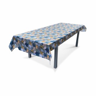 Collection EXOTIQUE - Nappe d’extérieur de 300 x 140 cm imprimé exotique. 100% polyester. protège la table. protection UV. style
