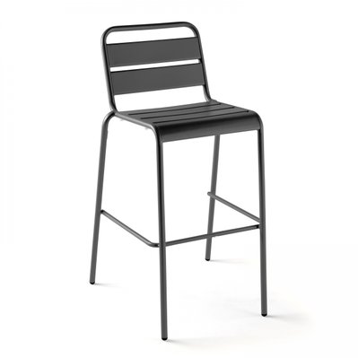 Ensemble table haute de jardin et 6 chaises en métal gris 120 x 60 x 105 cm - 104224 - 3663095020031
