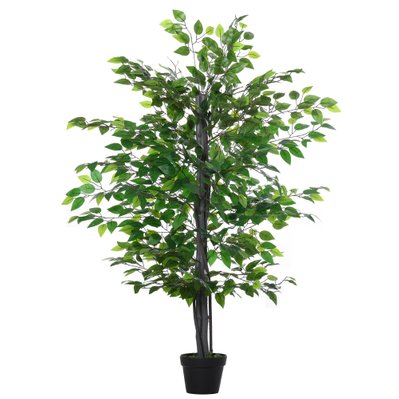 Plante artificiel banyan hauteur 1,45 m tronc branches liane lichen feuilles réalistes pot inclus - 844-339 - 3662970078518