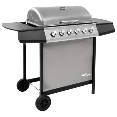 vidaXL Barbecue gril à gaz avec 6 brûleurs Noir et argenté - 48553 - 8719883765747