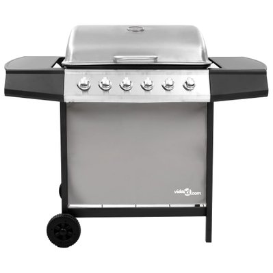 vidaXL Barbecue gril à gaz avec 6 brûleurs Noir et argenté - 48553 - 8719883765747