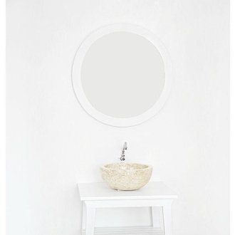 Miroir BALI en teck rond Ø70 cm blanc
