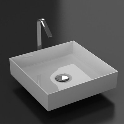 Vasque à poser carrée en marbre de synthèse SIENA 42 cm - 28042001-0 - 3760253893770