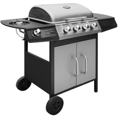 vidaXL Barbecue à gaz 4 + 1 zone de cuisson Noir et argenté - 41901 - 8718475966371
