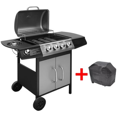 vidaXL Barbecue à gaz 4 + 1 zone de cuisson Noir et argenté - 41901 - 8718475966371