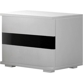 Table de chevet "Lucca" - 45 x 37 x 40 cm - Blanc/Noir
