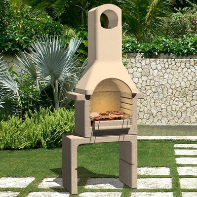 vidaXL Support de barbecue au charbon de bois Béton avec cheminée - 45646 - 8719883564227