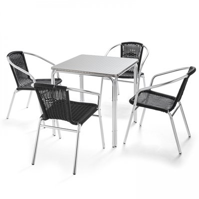 Table de jardin carrée en aluminium et 4 chaises - 103033 - 3663095009289