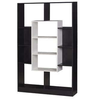 Bibliothèque étagère meuble de rangement design contemporain bicolore noir blanc