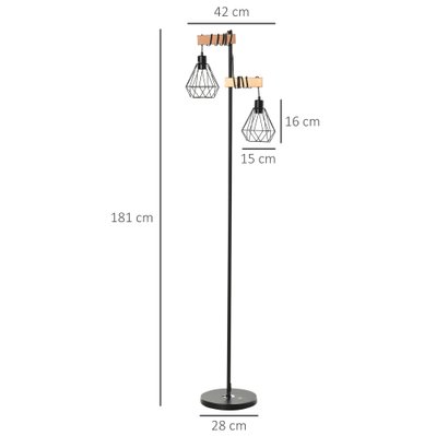 Lampadaire industriel double suspension métal filaire hauteur réglable noir - B31-261 - 3662970085301
