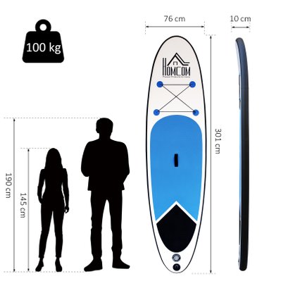 Stand up paddle gonflable nombreux accessoires fournis PVC bleu blanc noir - A33-003 - 3662970063590