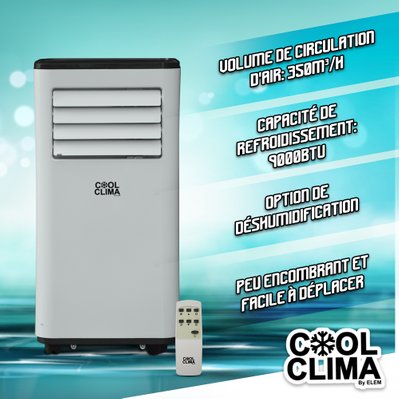 Climatiseur mobile 9000BTU - 2.64KW - Cool Clima - CCCLP9000 - 5411074206925