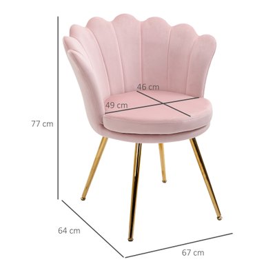 Chaise design coquillage pieds métal dorés effilés velours - 839-069 - 3662970084854