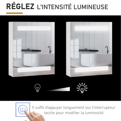 Miroir lumineux LED armoire murale salle de bain - 834-037WT - 3662970065037