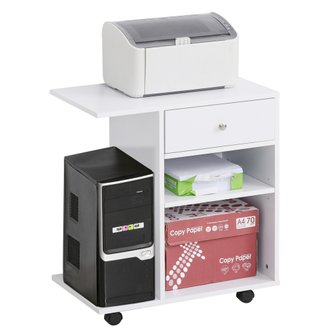 Support d'imprimante organiseur bureau 2 niches tiroir espace CPU + grand plateau