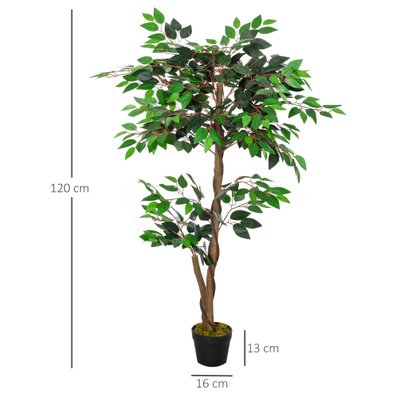 Plante artificiel ficus hauteur 1,2 m tronc branches liane lichen feuilles réalistes pot inclus - 844-362 - 3662970077535