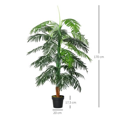 Palmier artificiel hauteur 1,7 m tronc branches lichen grandes feuilles réalistes pot inclus - 844-359 - 3662970077528