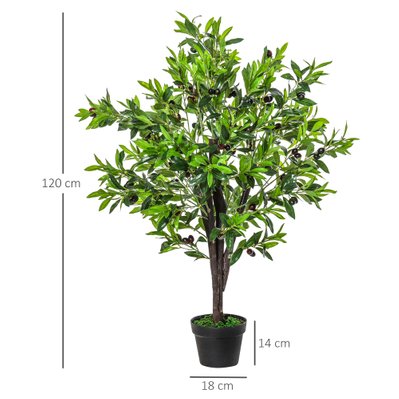 Arbre artificiel olivier hauteur 1,2 m tronc branches lichen feuilles réalistes pot inclus - 844-347 - 3662970079010