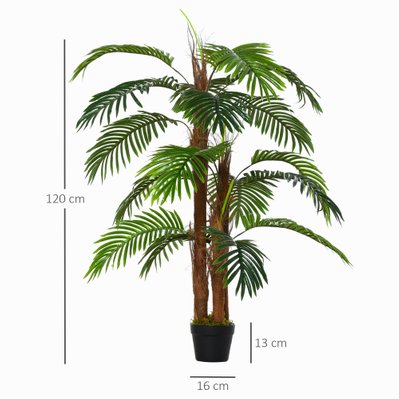 Palmier artificiel hauteur 1,2 m tronc branches lichen feuilles grand réalisme pot inclus - 844-355 - 3662970077504