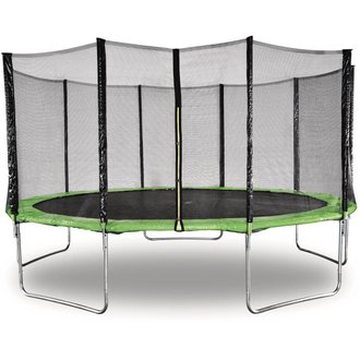 Trampoline " Yoopi " - Ø 4.60 m - Vert - Avec filet + échelle + couverture + kit d'ancrage