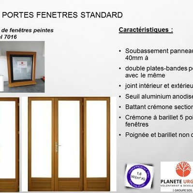 PORTE FENETRE 2 VANTAUX EN BOIS   HAUTEUR 215 X LARGEUR 120 (cotes tableau) - 25 - 3660270103206