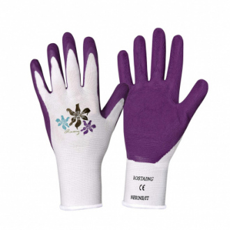 Gants de jardinage fins NERINE ROSTAING - enduction latex - taille 7 - violet/blanc 