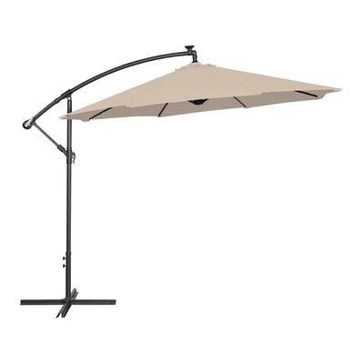 Parasol de jardin meuble abri terrasse avec led rond diamètre 300 cm inclinable crème 14_0002643 - 14_0002643 - 3000209788980