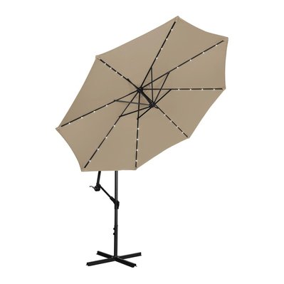 Parasol de jardin meuble abri terrasse avec led rond diamètre 300 cm inclinable taupe 14_0002647 - 14_0002647 - 3000209828983