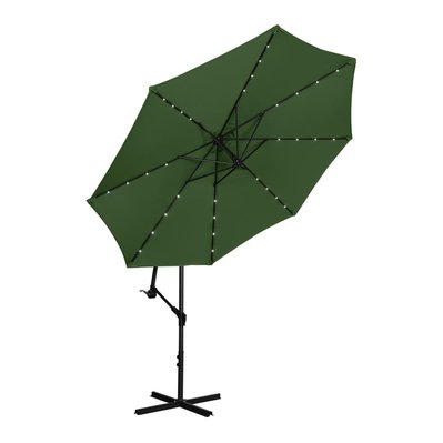Parasol de jardin meuble abri terrasse avec led rond diamètre 300 cm inclinable vert 14_0002649 - 14_0002649 - 3000209968986