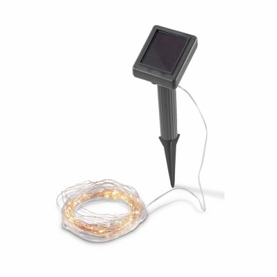 Guirlande solaire fil cuivre  - Intérieur ou extérieur - 100 LED blanc chaud - 11.9 m - 3760326999156 - 3760326999156