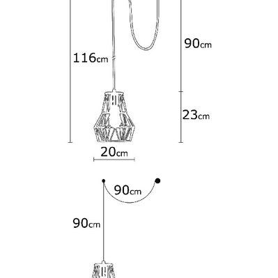 HOMEMANIA Lampe a Suspension Wire - Fall, Cuivre, Noir - HIO8681847144830 - 8681847144830