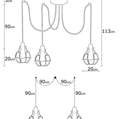 HOMEMANIA Lampe a Suspension Wire - Fall, Cuivre, noir - HIO8681847142218 - 8681847142218