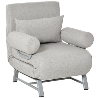 Fauteuil chauffeuse canapé-lit convertible inclinable lin gris clair