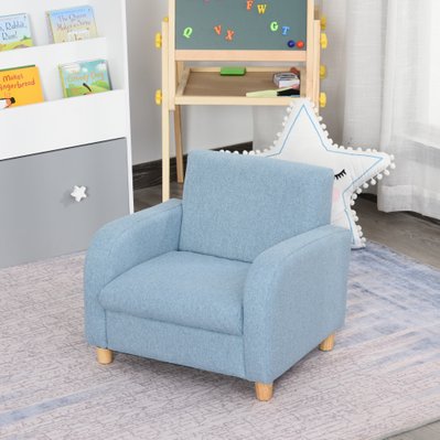 Fauteuil enfant design scandinave grand confort lin bleu - 310-043BU - 3662970091319