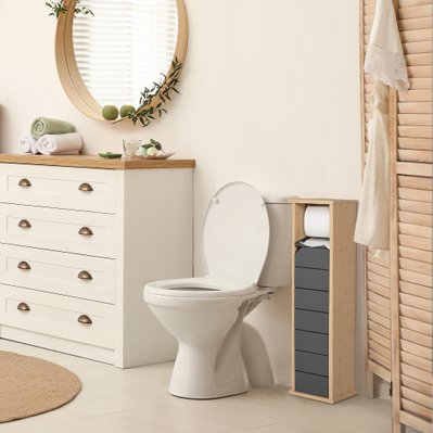 Support papier toilette - porte-papier toilette MDF gris bambou - 834-283 - 3662970072097