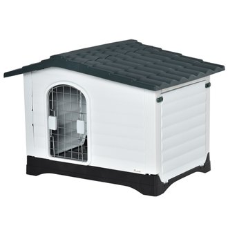 Niche chien niche igloo maison pour chat dim. 80L x 68l x 53H cm polypropylène blanc noir