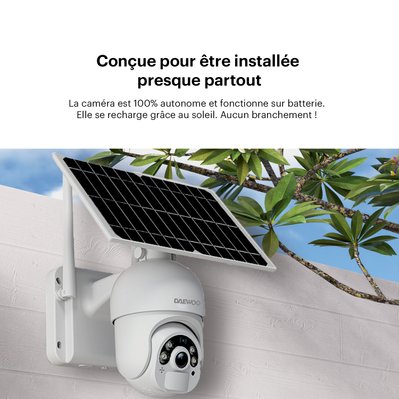 DAEWOO Pack de 2 caméras extérieures rotatives solaires W505M avec cartes SD 64 Go | Full HD | Vision nocturne en couleur - W505MP2SD - 3760285861778