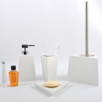 MSV Lot de 4 accessoires de salle de bain en Polyrésine SUEZ Blanc