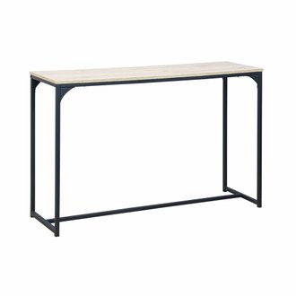 Console en métal noir et décor bois. 120x39x79cm - Loft -  table d'appoint avec 1 barre de renfort